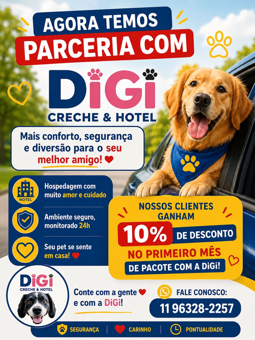 Parceria Táxi Dog Pirituba com a DiGi Creche & Hotel para pets